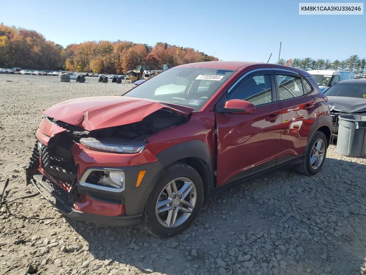 2019 Hyundai Kona Se VIN: KM8K1CAA3KU336246 Lot: 77320584