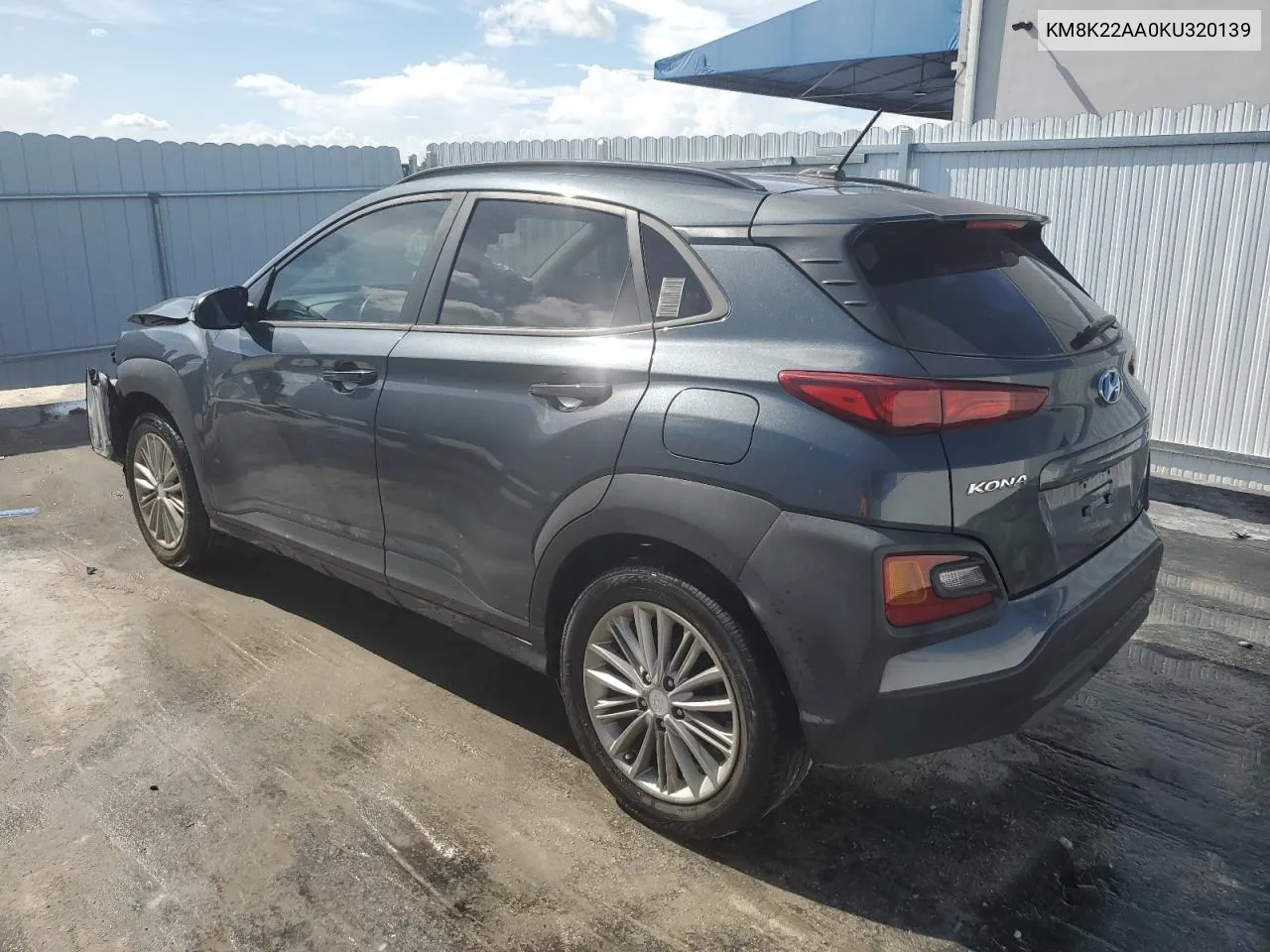 2019 Hyundai Kona Sel VIN: KM8K22AA0KU320139 Lot: 77582444