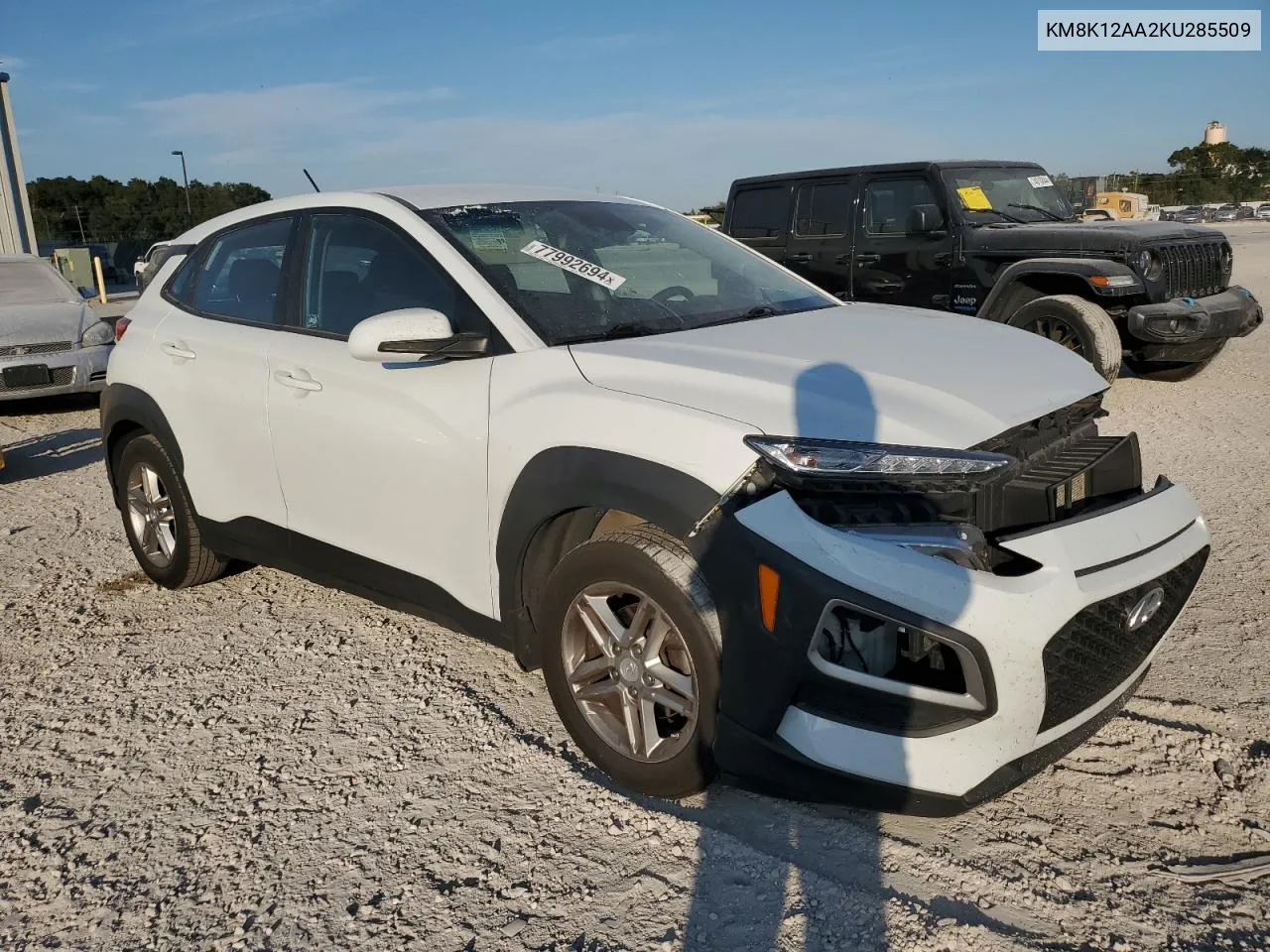 2019 Hyundai Kona Se VIN: KM8K12AA2KU285509 Lot: 77992694