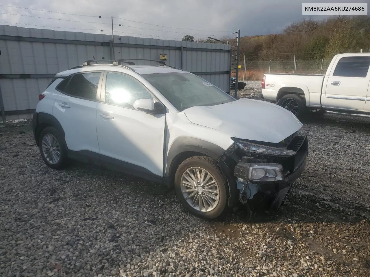 2019 Hyundai Kona Sel VIN: KM8K22AA6KU274686 Lot: 78464254