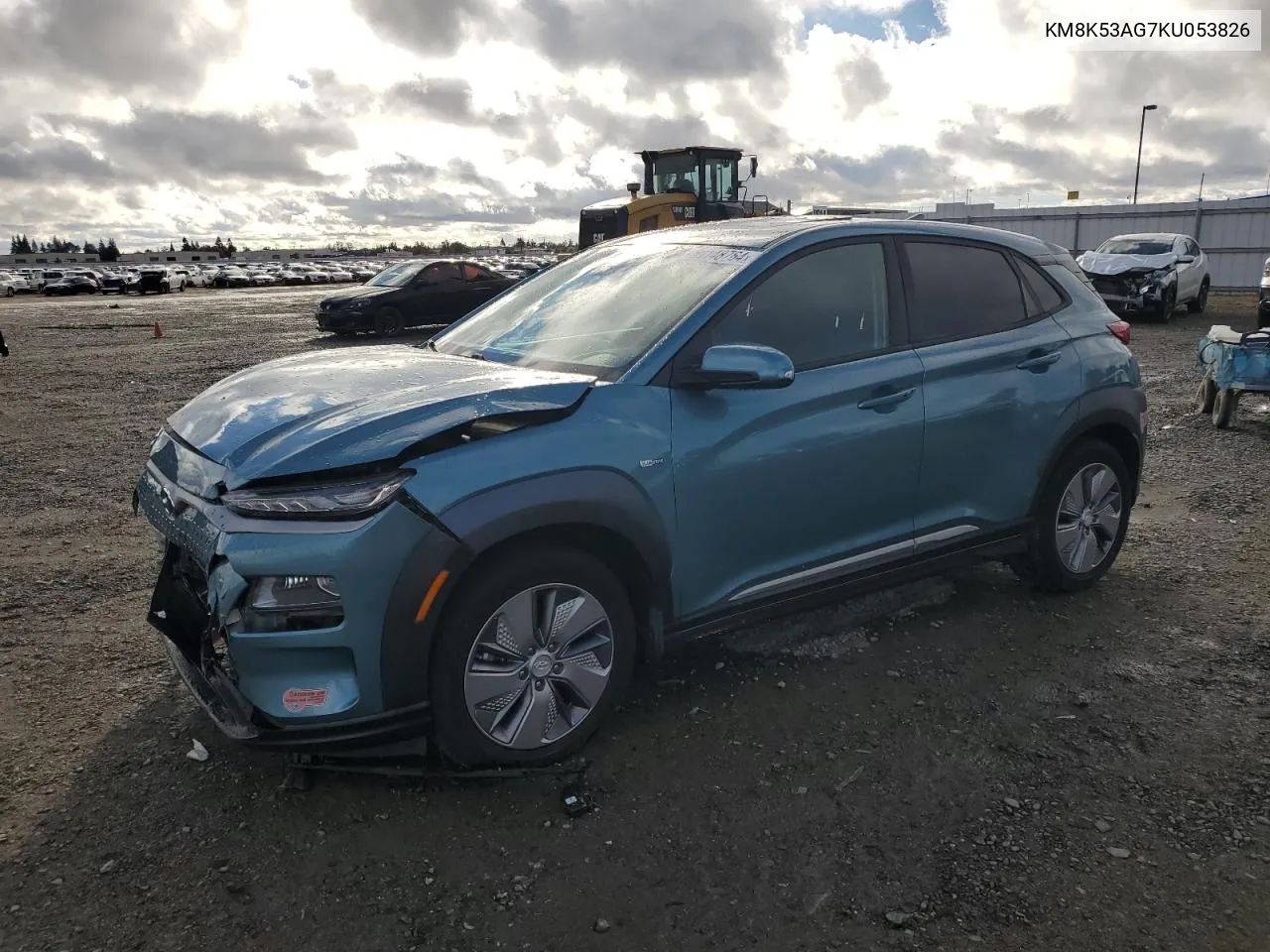 2019 Hyundai Kona Ultimate VIN: KM8K53AG7KU053826 Lot: 80148764