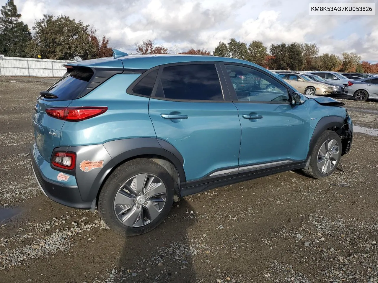 2019 Hyundai Kona Ultimate VIN: KM8K53AG7KU053826 Lot: 80148764