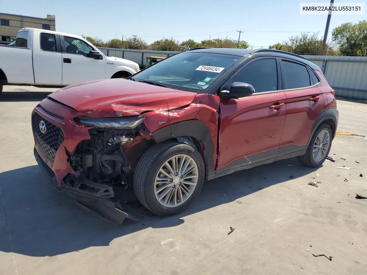 2020 Hyundai Kona Sel VIN: KM8K22AA2LU553151 Lot: 72446434