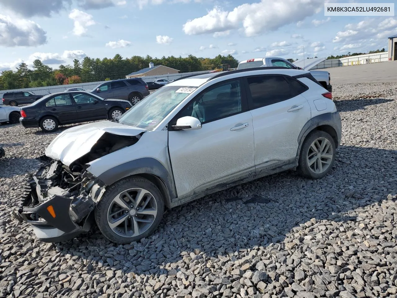 2020 Hyundai Kona Limited VIN: KM8K3CA52LU492681 Lot: 74018794