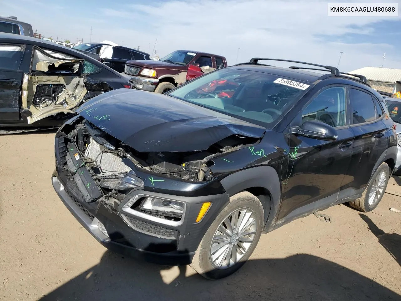 2020 Hyundai Kona Sel Plus VIN: KM8K6CAA5LU480688 Lot: 75005354