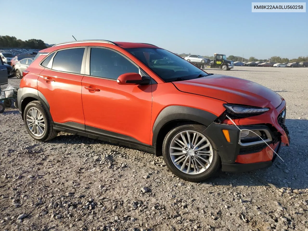 2020 Hyundai Kona Sel VIN: KM8K22AA0LU560258 Lot: 75036724