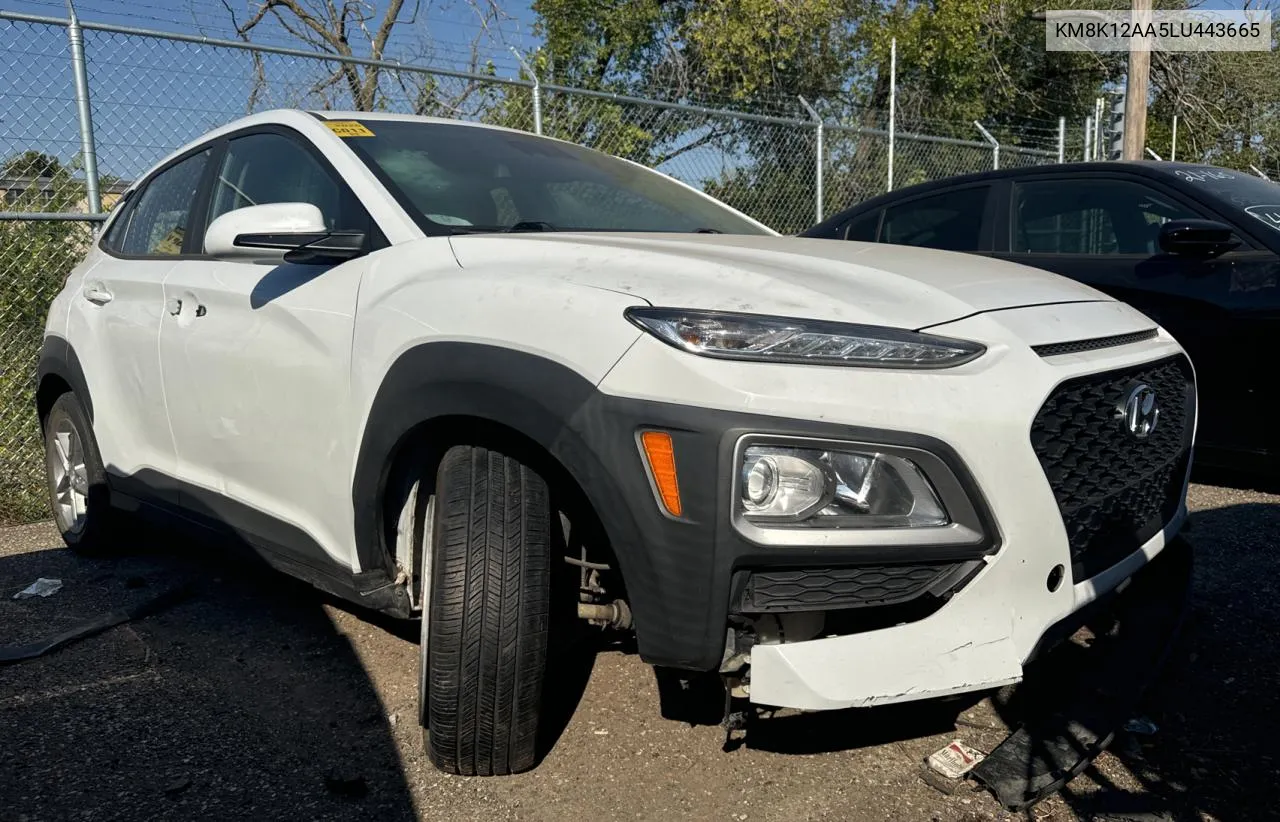 2020 Hyundai Kona Se VIN: KM8K12AA5LU443665 Lot: 75654354