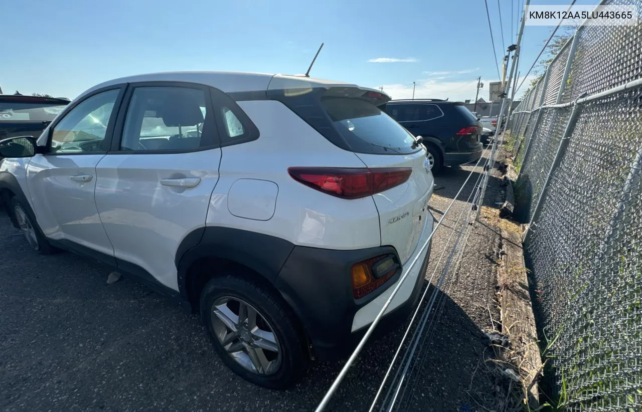 2020 Hyundai Kona Se VIN: KM8K12AA5LU443665 Lot: 75654354