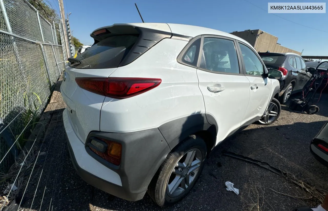 2020 Hyundai Kona Se VIN: KM8K12AA5LU443665 Lot: 75654354