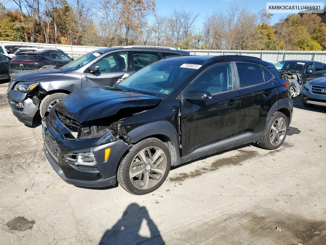 2020 Hyundai Kona Limited VIN: KM8K3CA51LU466931 Lot: 77936324