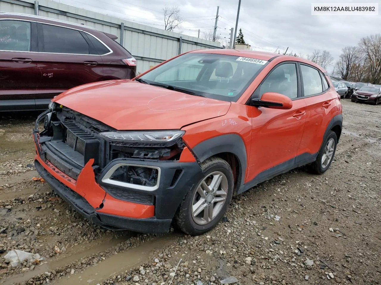 2020 Hyundai Kona Se VIN: KM8K12AA8LU483982 Lot: 78486934