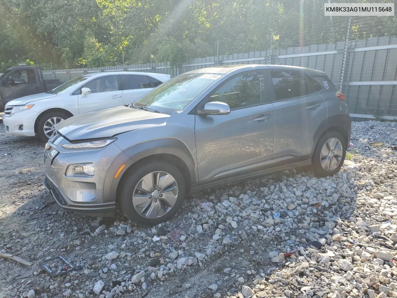 KM8K33AG1MU115648 2021 Hyundai Kona Limited