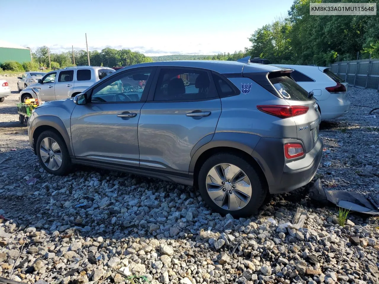 KM8K33AG1MU115648 2021 Hyundai Kona Limited