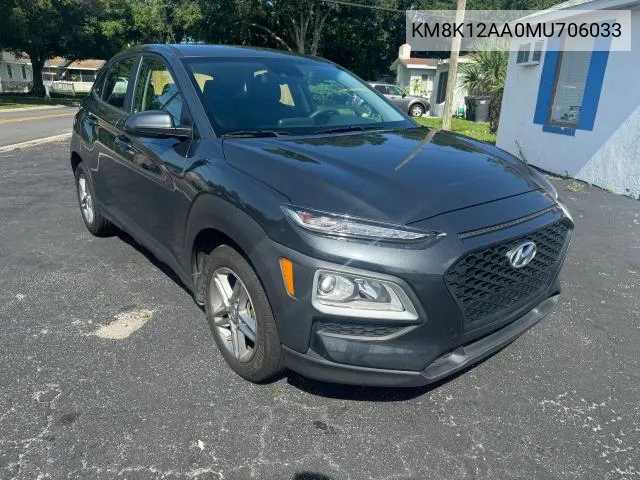 2021 Hyundai Kona Se VIN: KM8K12AA0MU706033 Lot: 66494504