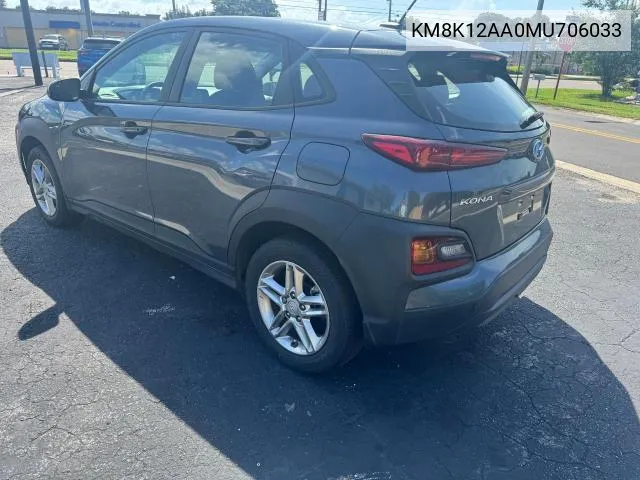 2021 Hyundai Kona Se VIN: KM8K12AA0MU706033 Lot: 66494504