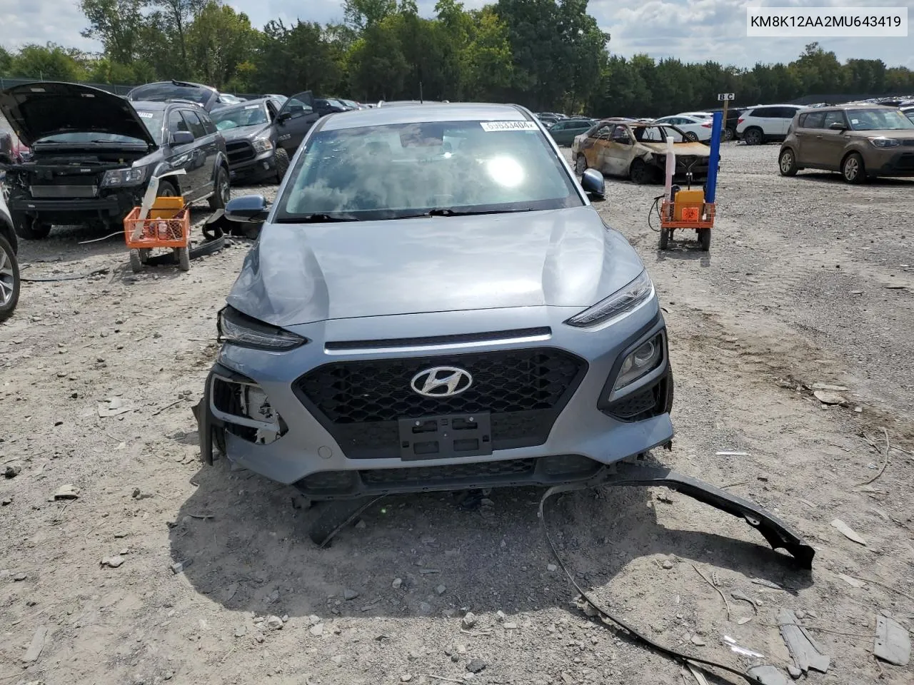 2021 Hyundai Kona Se VIN: KM8K12AA2MU643419 Lot: 69633404