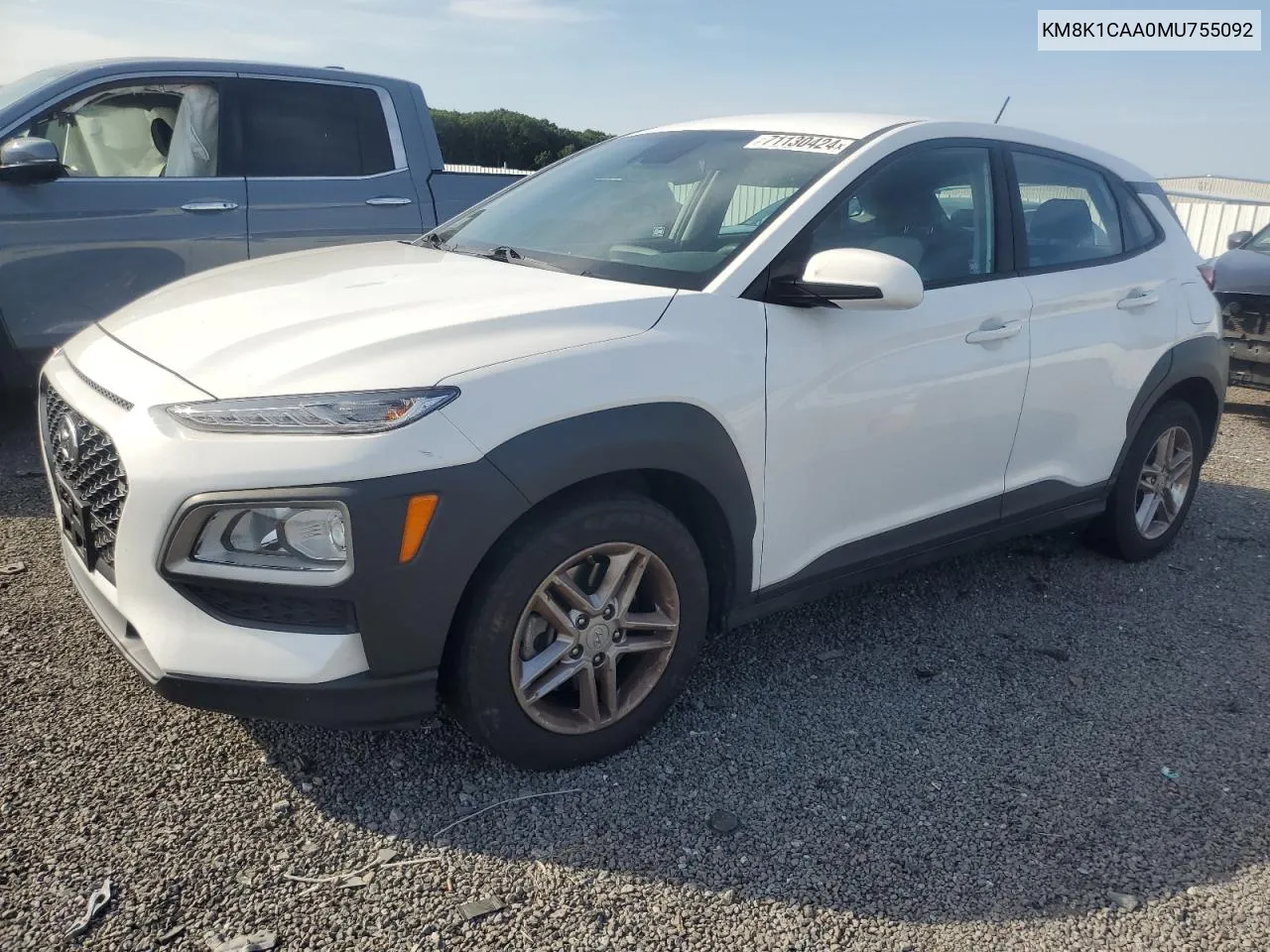 2021 Hyundai Kona Se VIN: KM8K1CAA0MU755092 Lot: 71130424