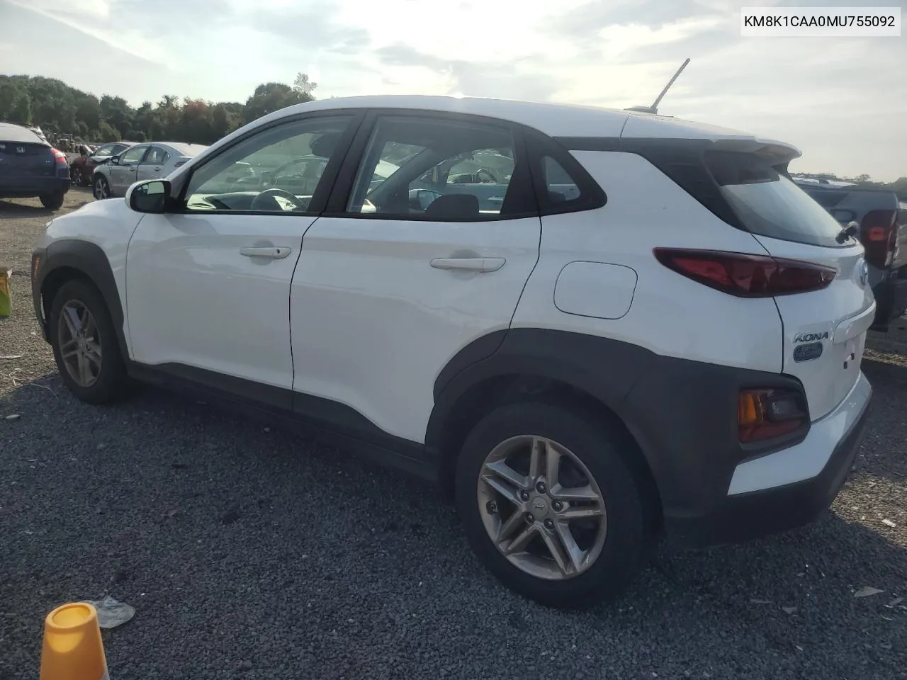 2021 Hyundai Kona Se VIN: KM8K1CAA0MU755092 Lot: 71130424