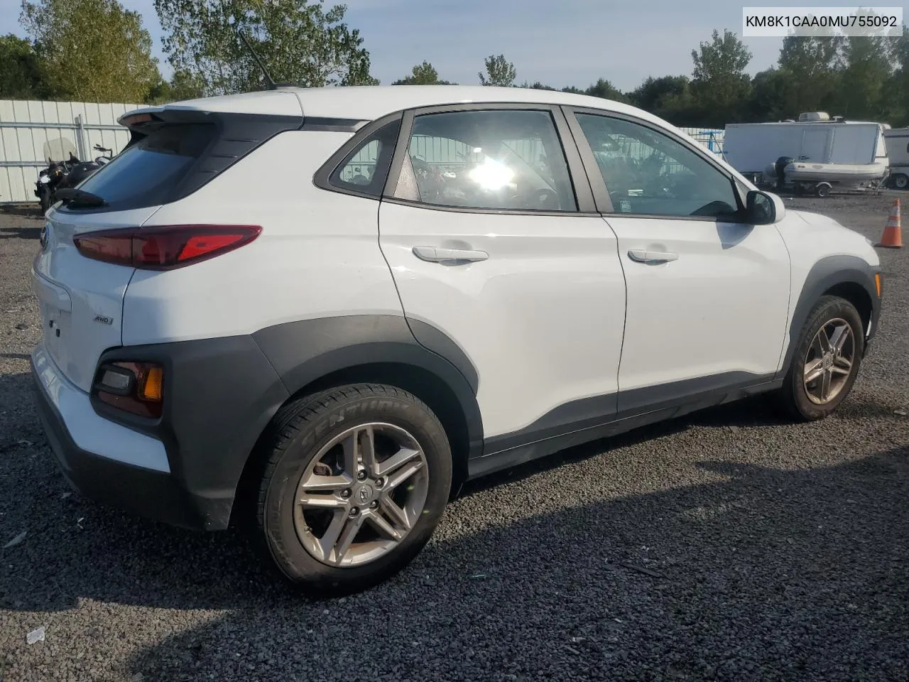 2021 Hyundai Kona Se VIN: KM8K1CAA0MU755092 Lot: 71130424