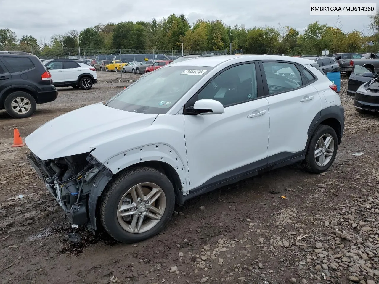 2021 Hyundai Kona Se VIN: KM8K1CAA7MU614360 Lot: 71458974