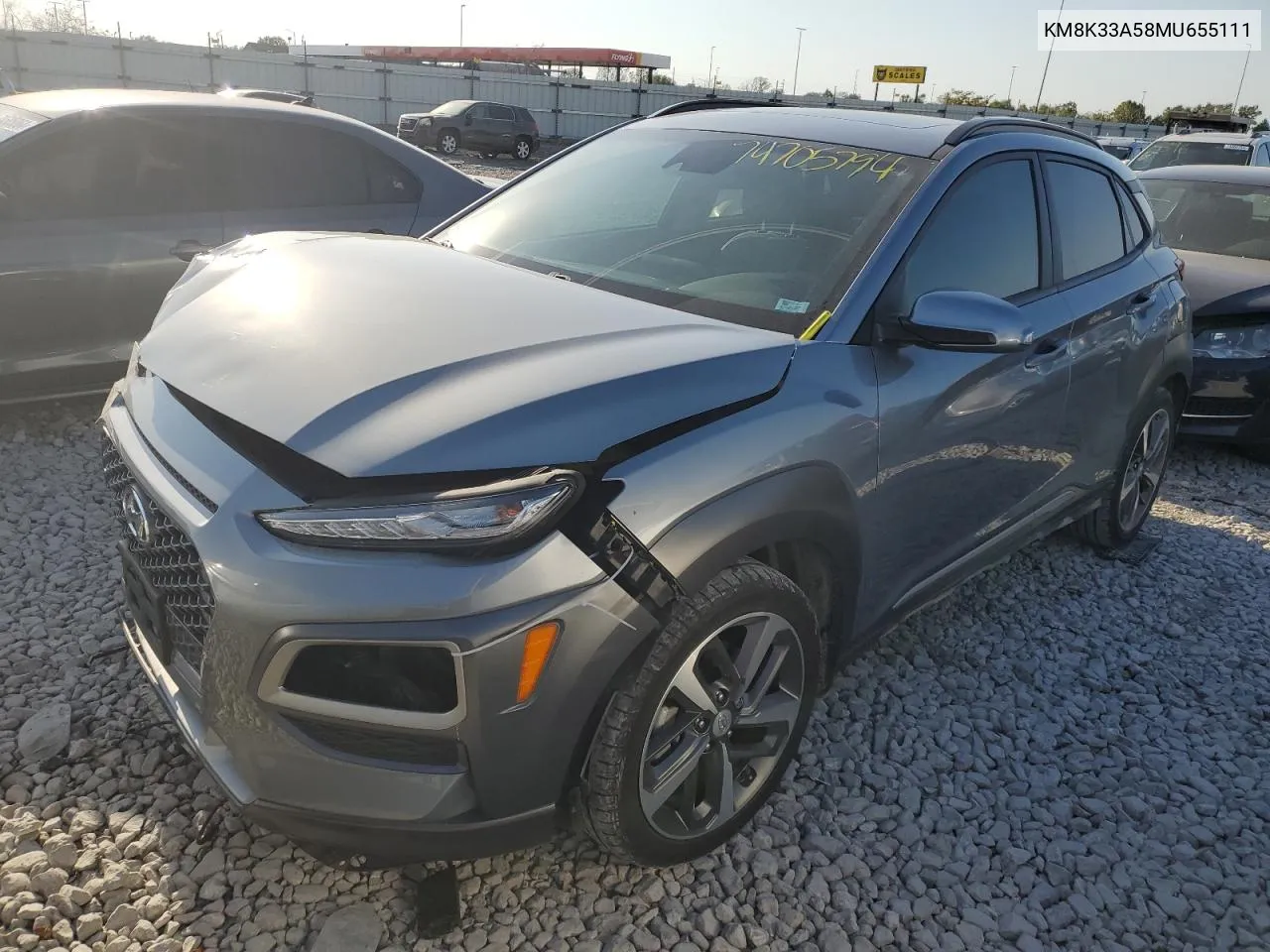 2021 Hyundai Kona Limited VIN: KM8K33A58MU655111 Lot: 74705794