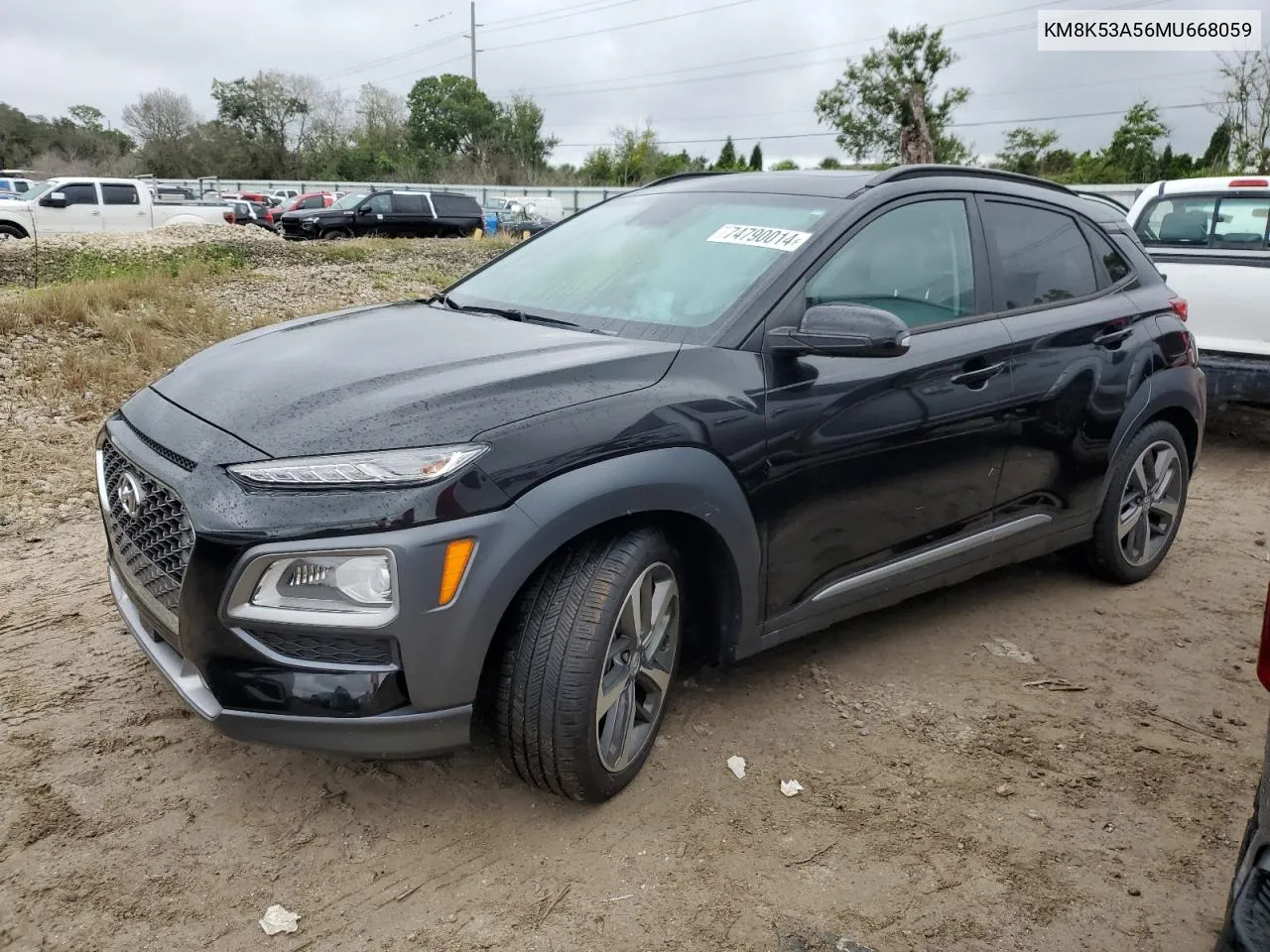 2021 Hyundai Kona Ultimate VIN: KM8K53A56MU668059 Lot: 74790014