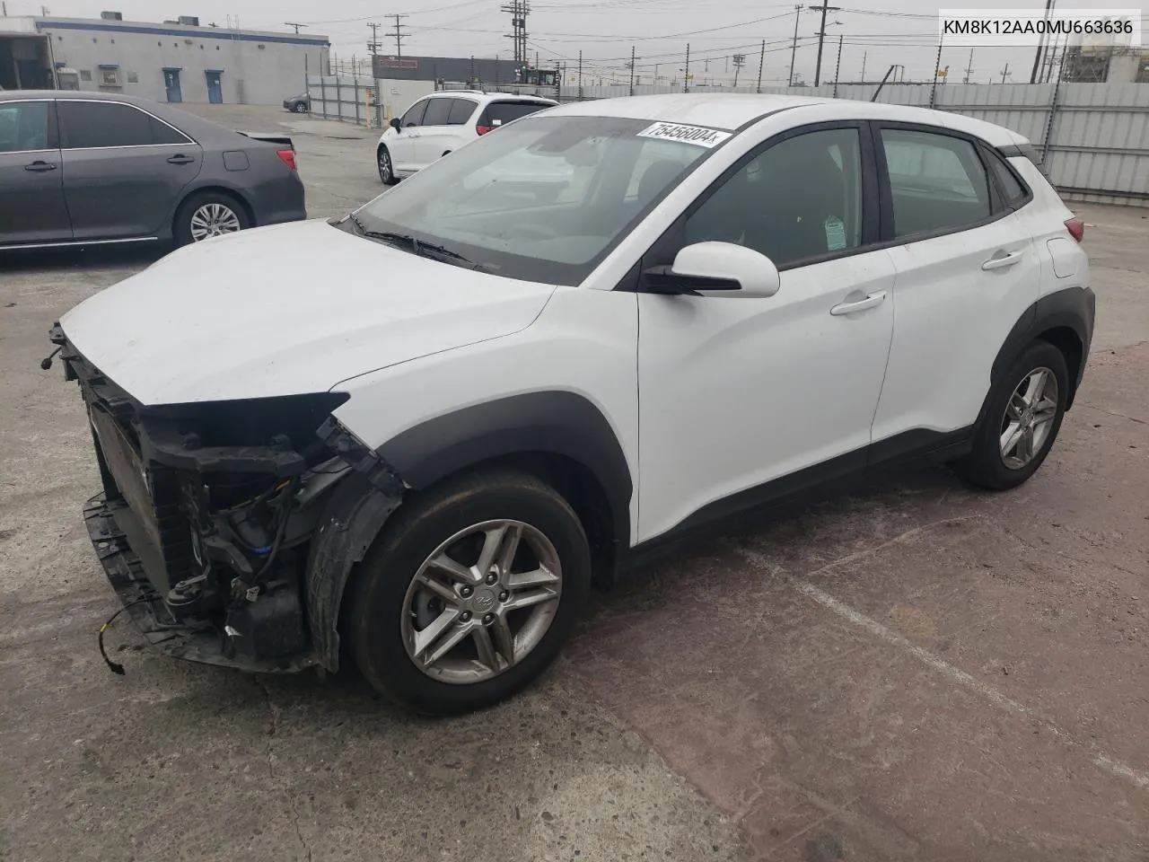 2021 Hyundai Kona Se VIN: KM8K12AA0MU663636 Lot: 75456004