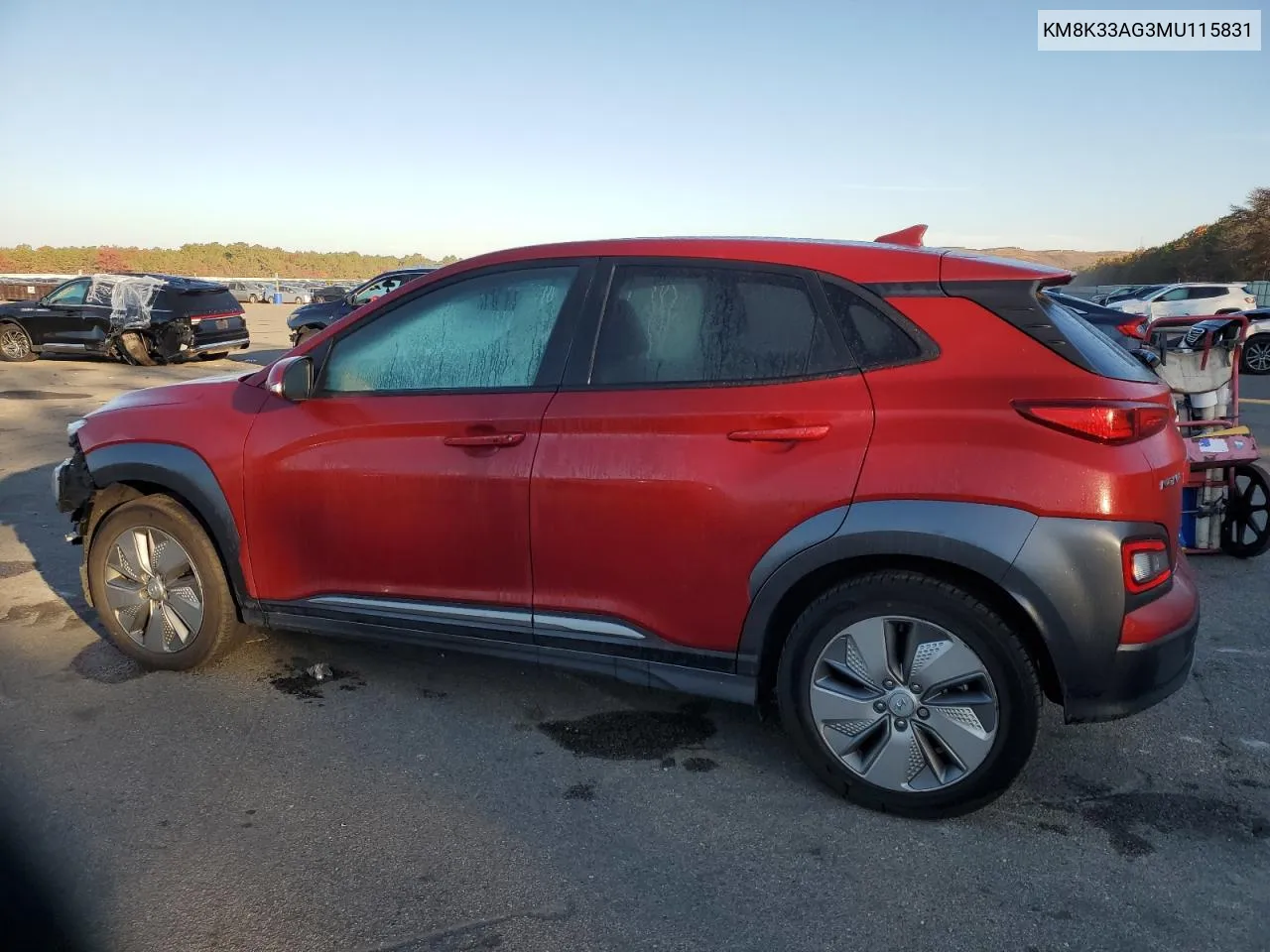 2021 Hyundai Kona Limited VIN: KM8K33AG3MU115831 Lot: 75740034