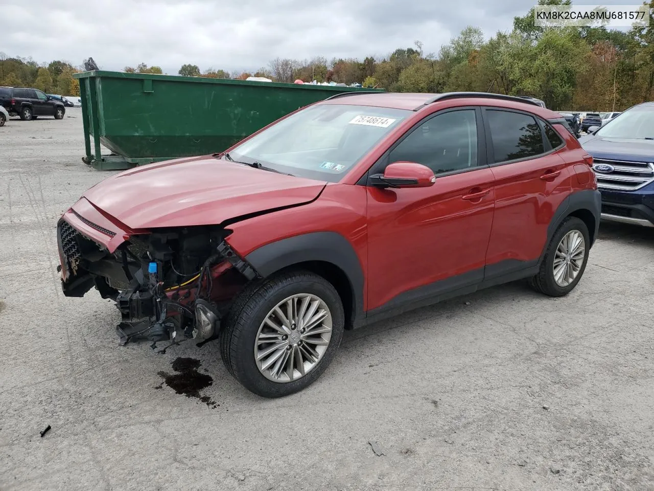 2021 Hyundai Kona Sel VIN: KM8K2CAA8MU681577 Lot: 75748614