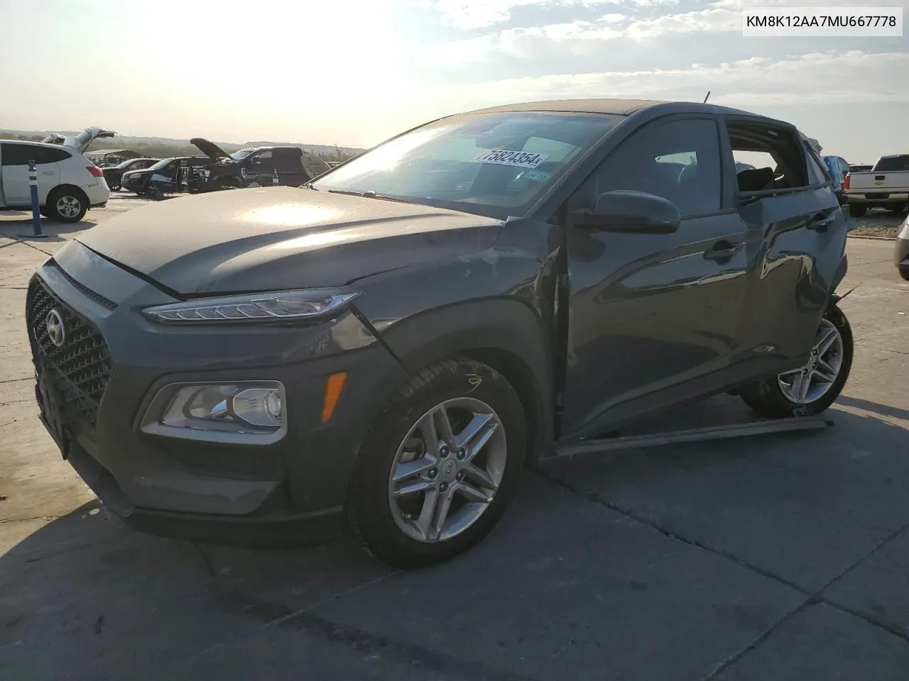 2021 Hyundai Kona Se VIN: KM8K12AA7MU667778 Lot: 75824354