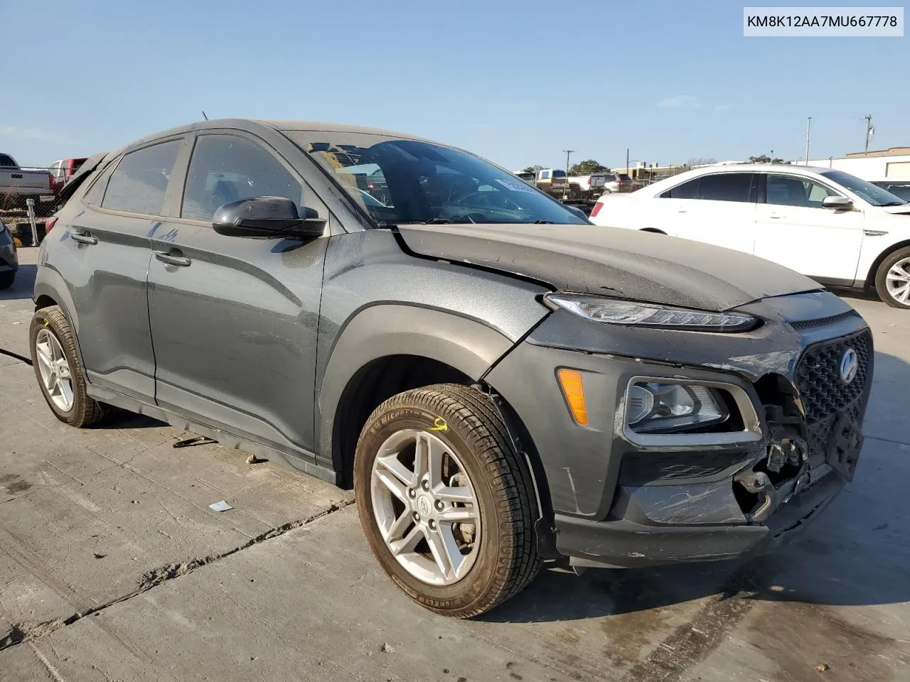 2021 Hyundai Kona Se VIN: KM8K12AA7MU667778 Lot: 75824354