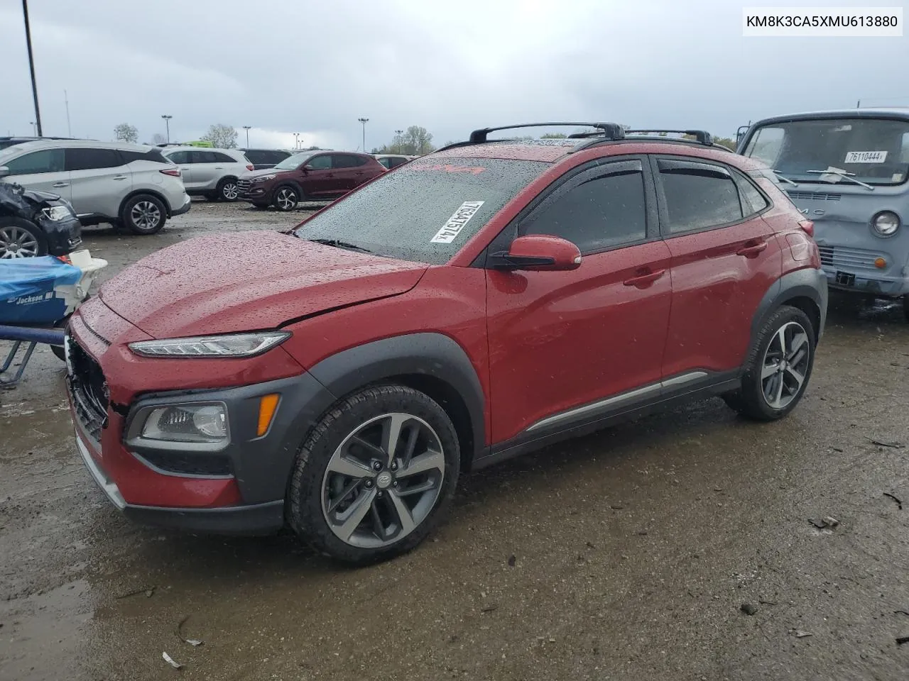 2021 Hyundai Kona Limited VIN: KM8K3CA5XMU613880 Lot: 76347574