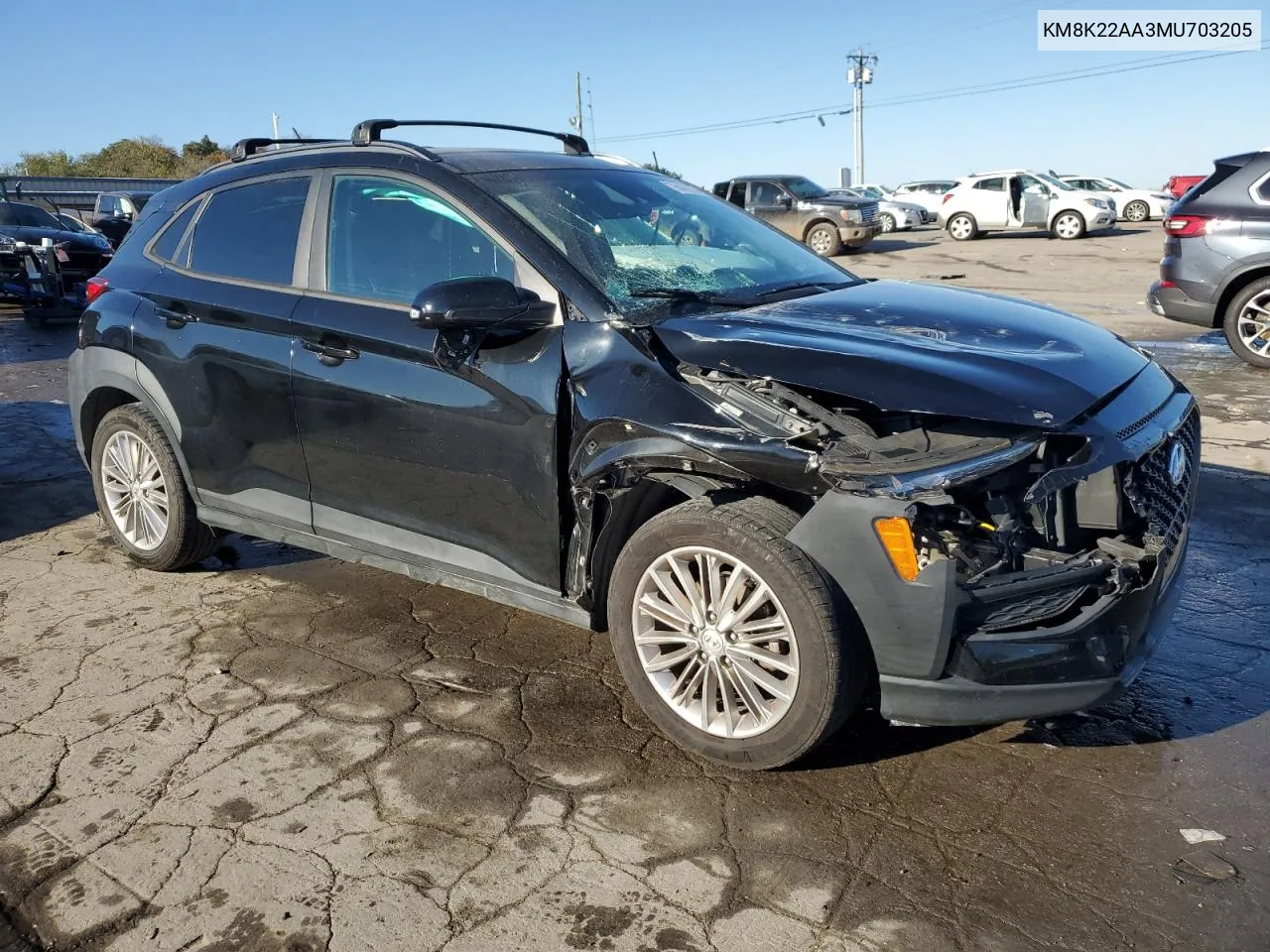 2021 Hyundai Kona Sel VIN: KM8K22AA3MU703205 Lot: 76477824