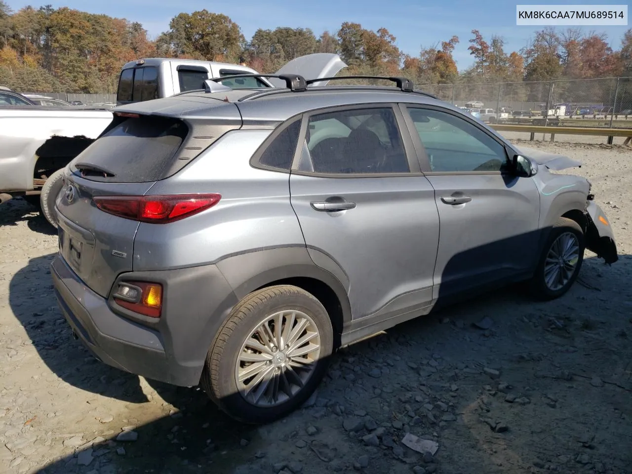 2021 Hyundai Kona Sel Plus VIN: KM8K6CAA7MU689514 Lot: 77520834