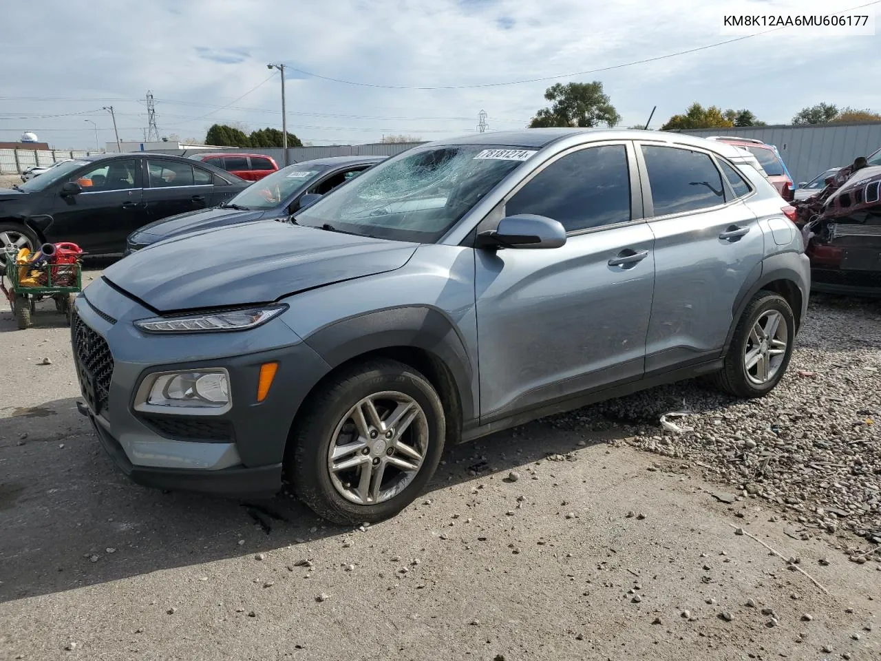 2021 Hyundai Kona Se VIN: KM8K12AA6MU606177 Lot: 78181274