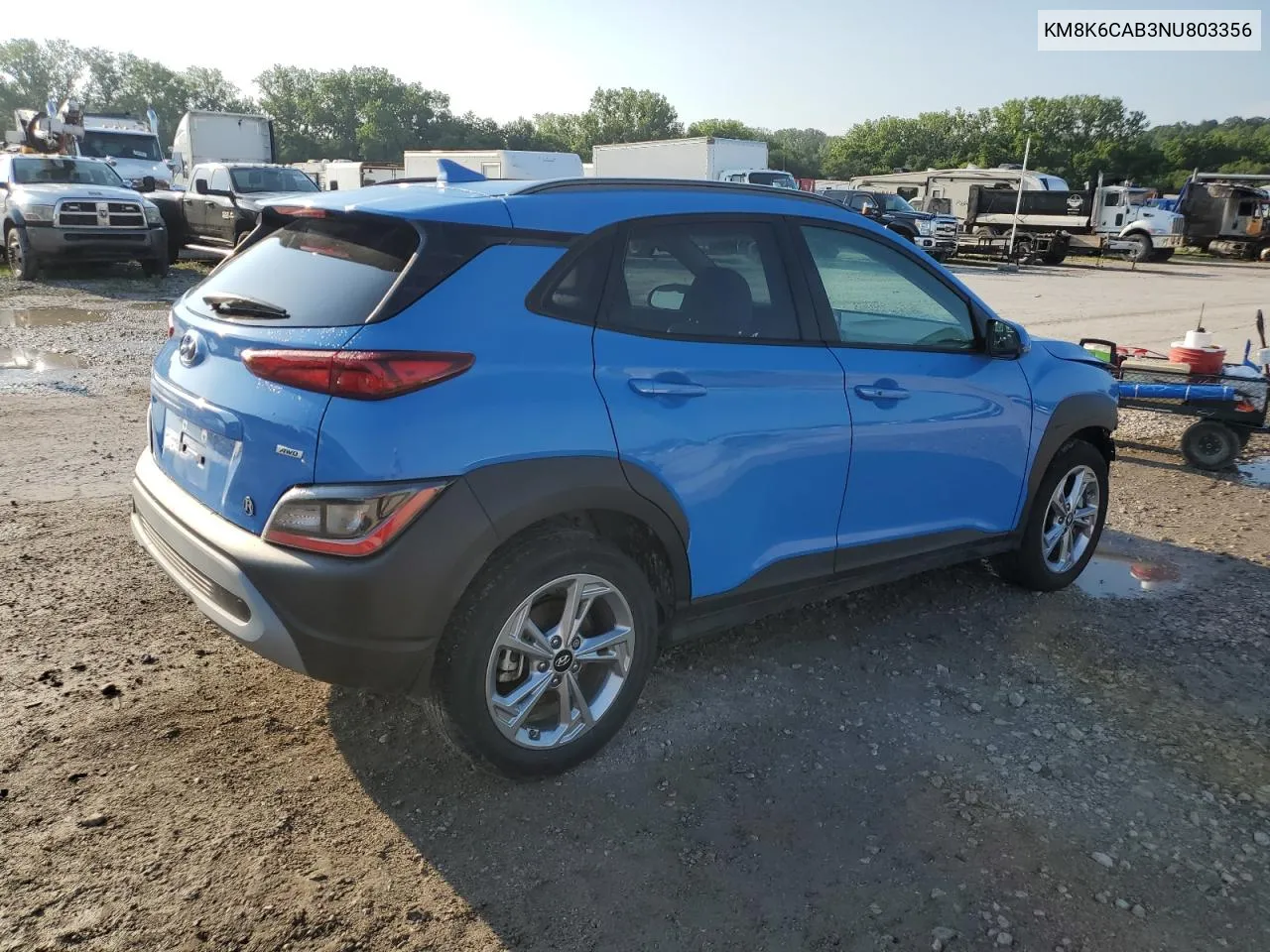 2022 Hyundai Kona Sel VIN: KM8K6CAB3NU803356 Lot: 55705644