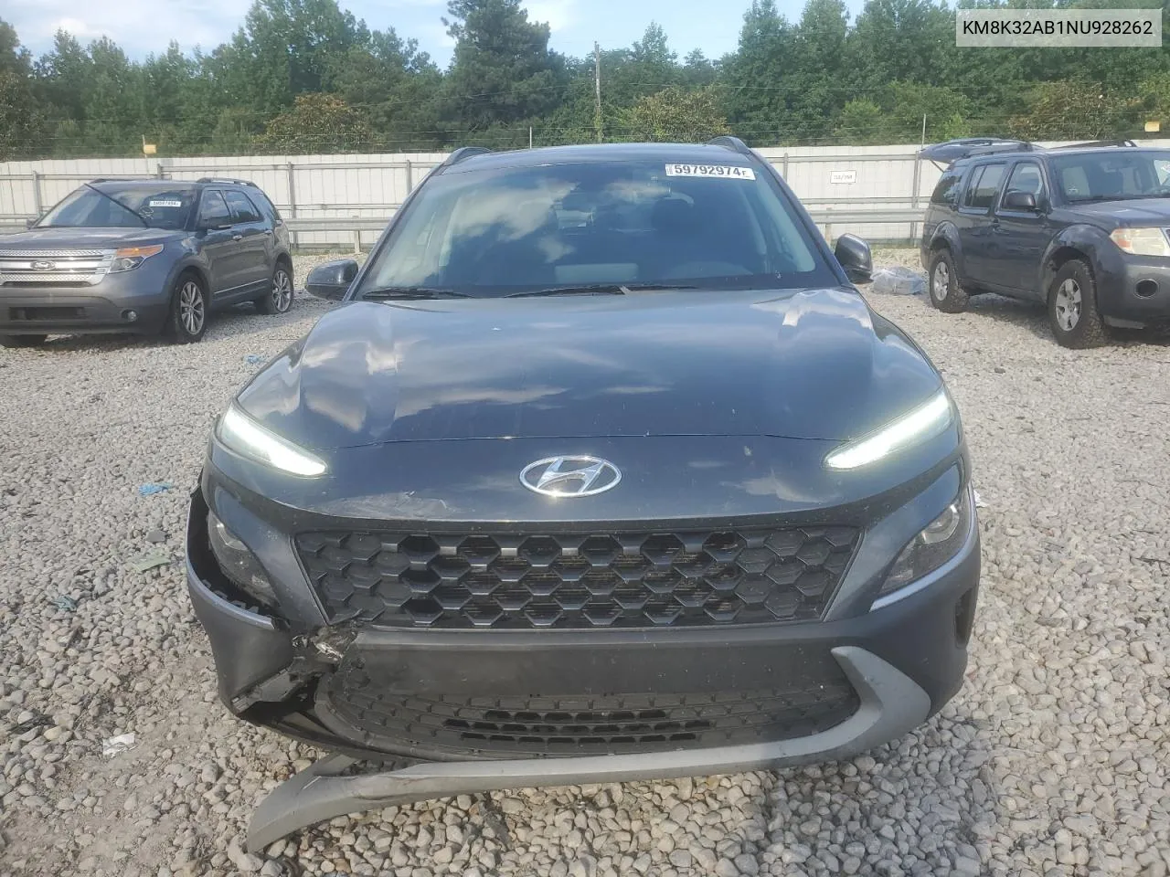 2022 Hyundai Kona Sel VIN: KM8K32AB1NU928262 Lot: 59792974