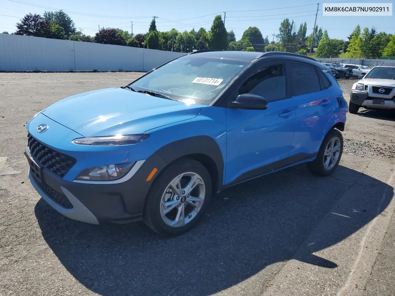 2022 Hyundai Kona Sel VIN: KM8K6CAB7NU902911 Lot: 60131714