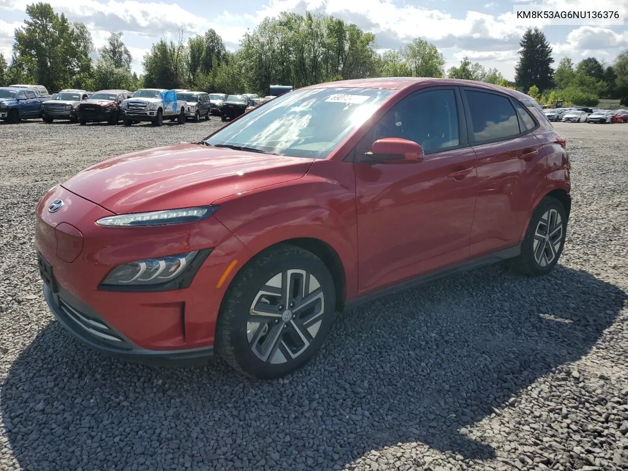 2022 Hyundai Kona Limited VIN: KM8K53AG6NU136376 Lot: 69072474