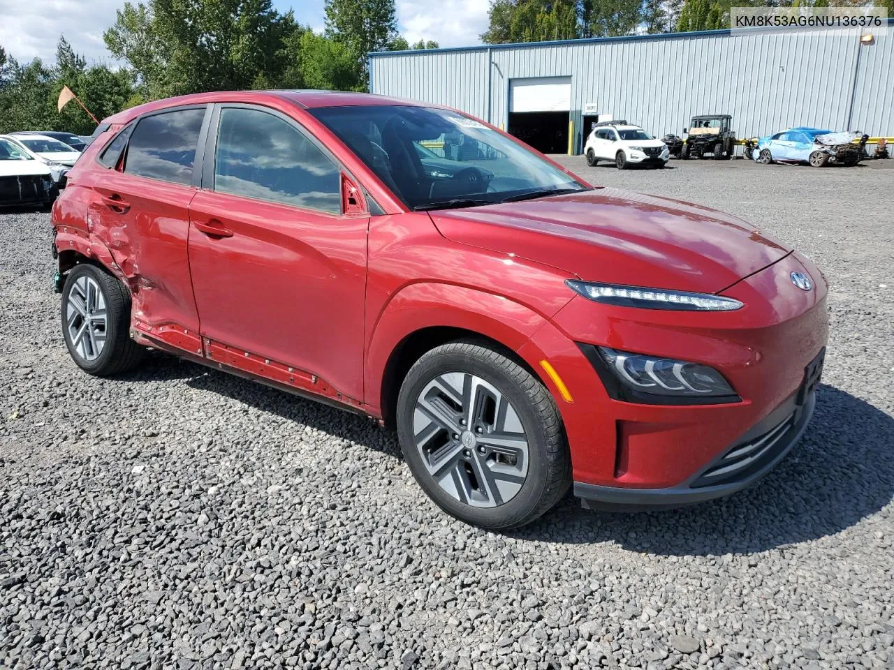 2022 Hyundai Kona Limited VIN: KM8K53AG6NU136376 Lot: 69072474