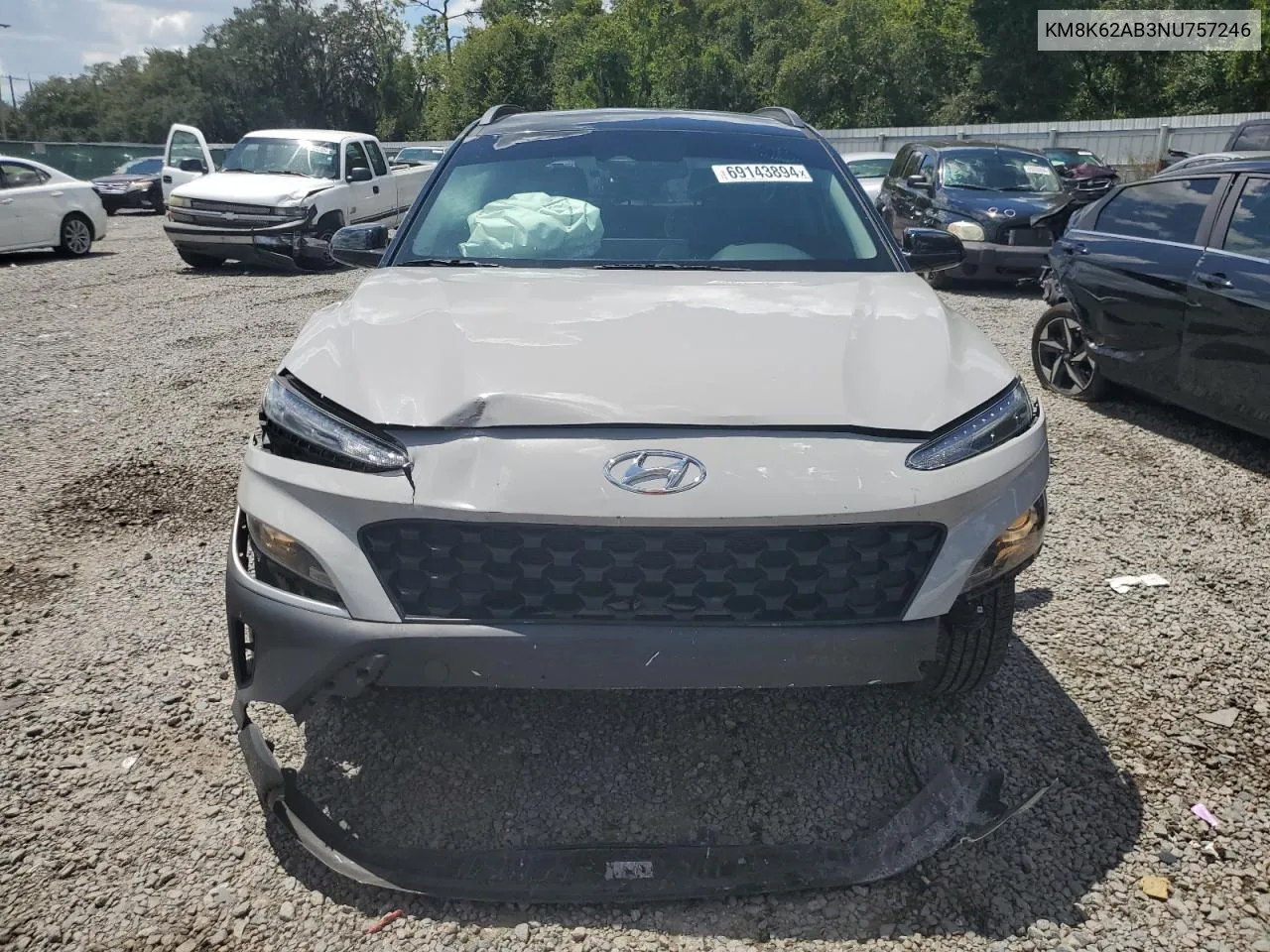 KM8K62AB3NU757246 2022 Hyundai Kona Sel