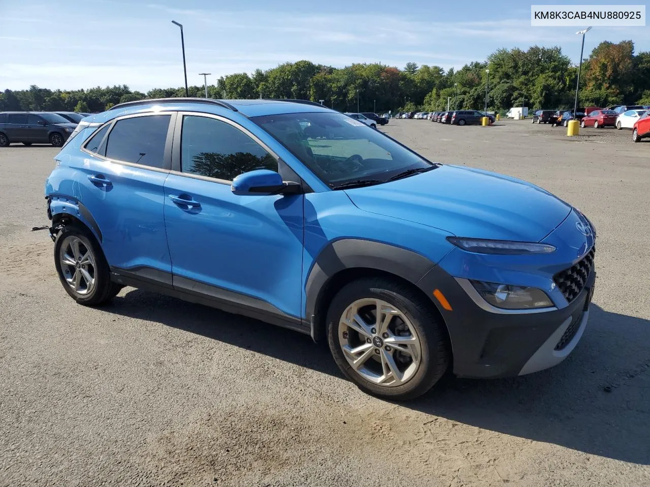 2022 Hyundai Kona Sel VIN: KM8K3CAB4NU880925 Lot: 70439234