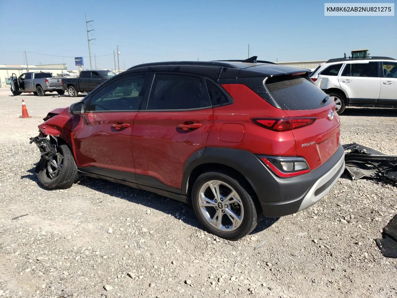 2022 Hyundai Kona Sel VIN: KM8K62AB2NU821275 Lot: 73295854