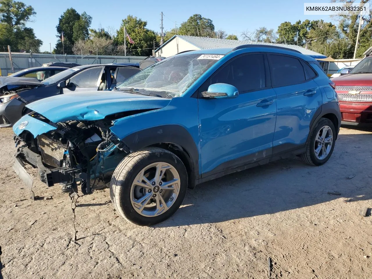 2022 Hyundai Kona Sel VIN: KM8K62AB3NU832351 Lot: 74151494