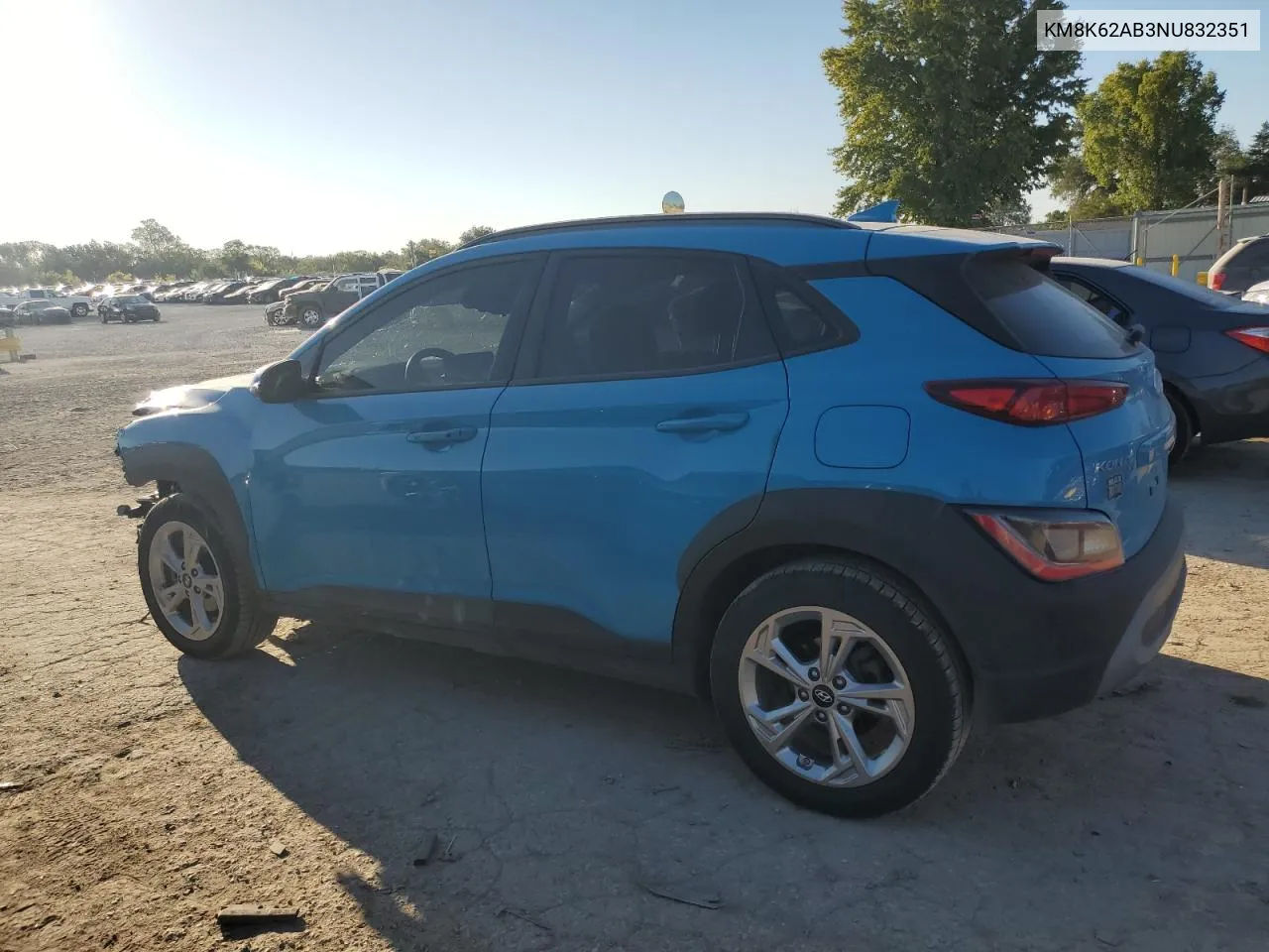 2022 Hyundai Kona Sel VIN: KM8K62AB3NU832351 Lot: 74151494