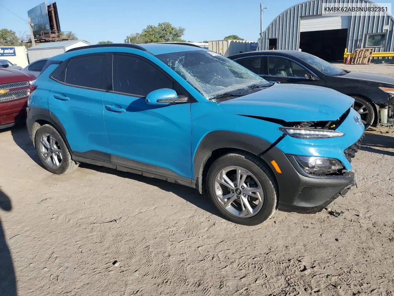 2022 Hyundai Kona Sel VIN: KM8K62AB3NU832351 Lot: 74151494