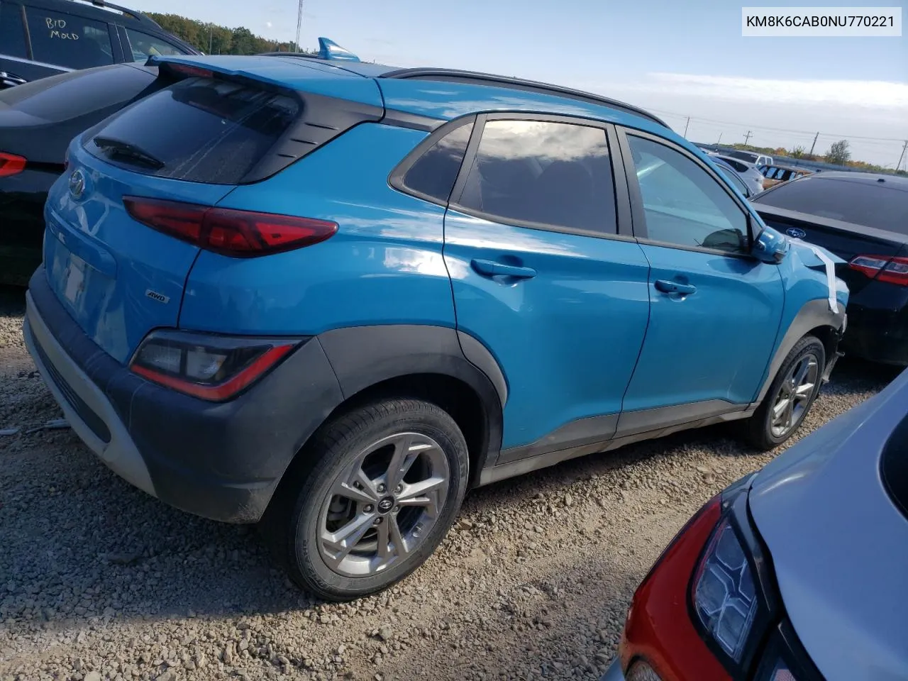 2022 Hyundai Kona Sel VIN: KM8K6CAB0NU770221 Lot: 74546224