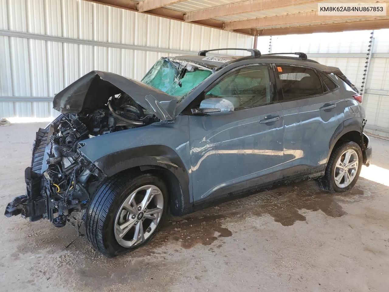 2022 Hyundai Kona Sel VIN: KM8K62AB4NU867853 Lot: 74709244