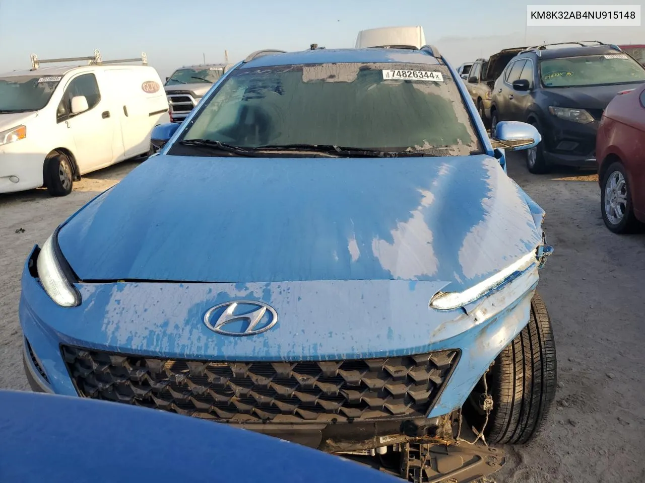 2022 Hyundai Kona Sel VIN: KM8K32AB4NU915148 Lot: 74826344