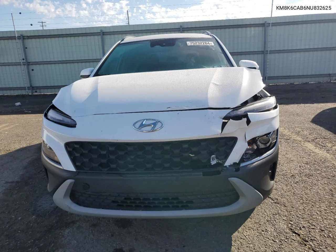 2022 Hyundai Kona Sel VIN: KM8K6CAB6NU832625 Lot: 75232284